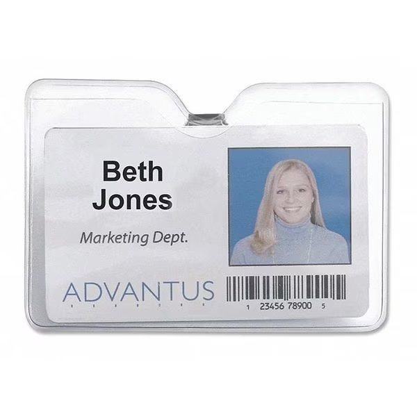 Horizontal Badge Holder w/Clip, Clr, PK50, Advantus, Mfr#: 75456