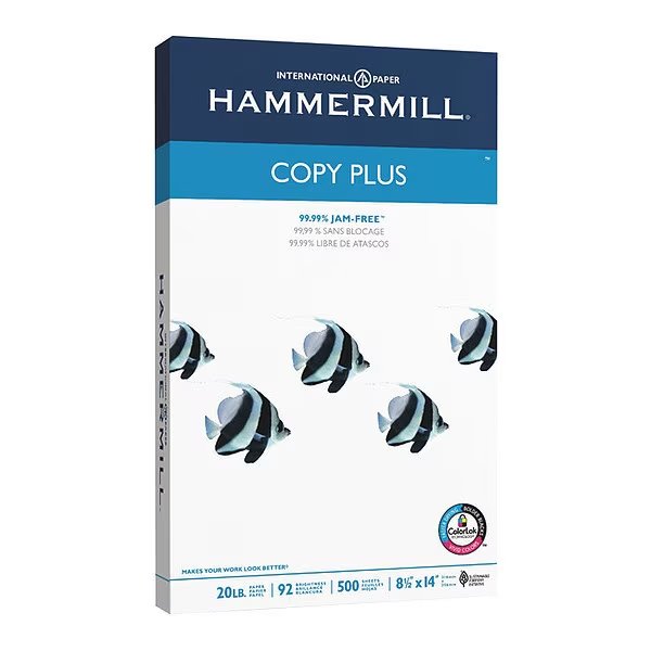 Paper, Cpypls, 8.5"x14", Wht, 92Br, PK10, Hammermill, Mfr#: 105015CT