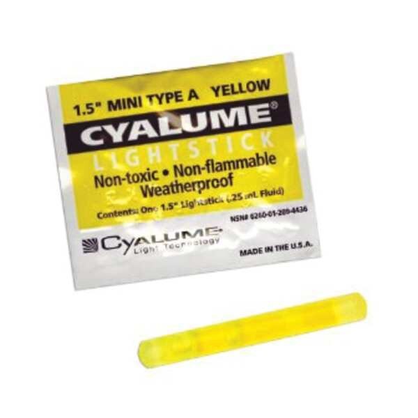 Lightstick, Yellow, 4 hr., 1-1/2 in. L, PK50, Chemlight By Cyalume Technologies, Mfr#: 9-44350PF