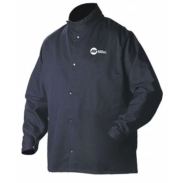 ArcArmor Welding Jacket, Navy, Cotton/Nylon, 4XL, Miller Electric, Mfr#: 244756