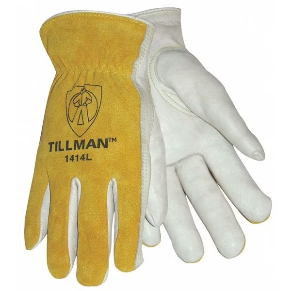 Leather Drivers Gloves, Top Grain/Split Cowhide, Unlined, Rolled Cuff, Keystone Thumb, M, 1 Pair, Tillman, Mfr#: 1414M