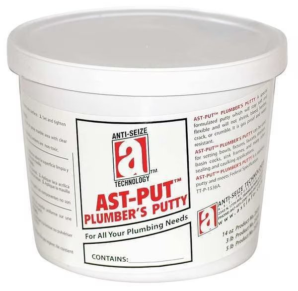 Plumber's Putty 5 lb, Tub, AST-PUT, White, Paste, Anti-Seize Technology, Mfr#: 25205