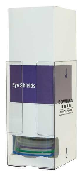 Eye Shield Dispenser, Clear, PETG Plastic, Bowman Dispensers, Mfr#: PD003-0111