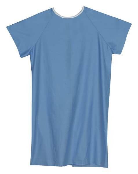 Convalescent Gown, Polyester/Cotton, Blue, Dmi, Mfr#: 532-8035-0100
