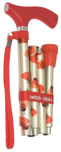 Walking Stick, Single, 12in H, Poppies, Wood, Switch Sticks, Mfr#: 502-2000-5107
