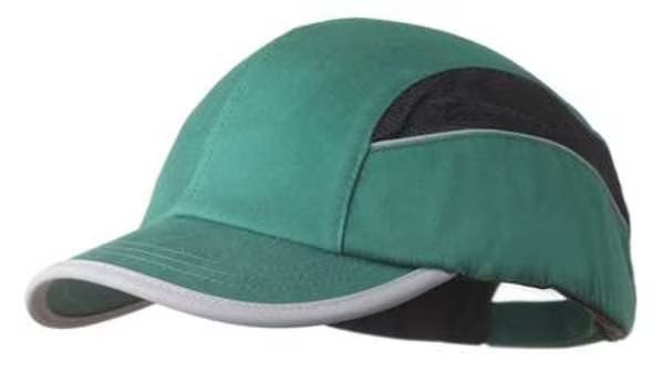 Bump Cap, Short Brim Baseball, Inner ABS Polymer, Outer Polycotton, Hook-and-Loop Suspension, Green, Surflex, Mfr#: SCARAP1GRN
