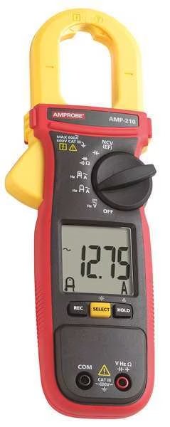 Clamp Meter, LCD, 600 A, 1.2 in (30 mm) Jaw Capacity, Cat III 600V Safety Rating, Amprobe, Mfr#: AMP-210