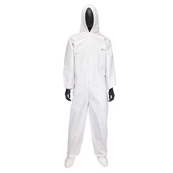 Coverall, 5XL, 25 PK, White, Polyethylene, Polypropylene, Zipper, West Chester Protective Gear, Mfr#: 3609/5XL