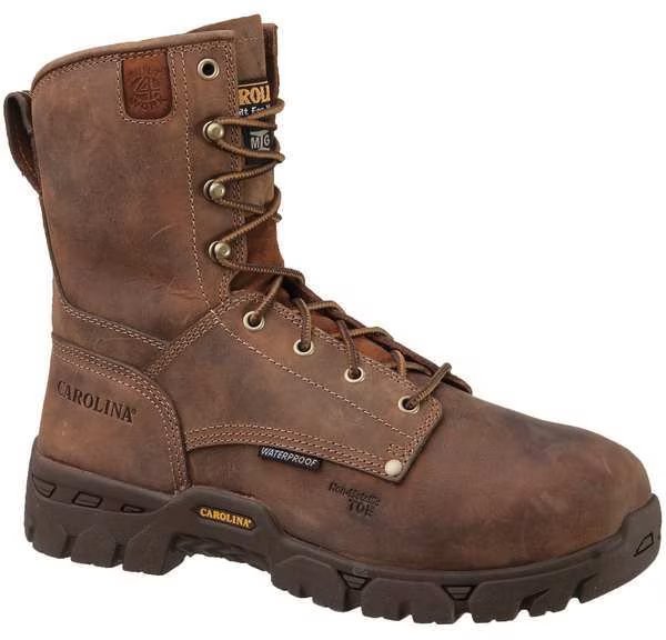 Wrk Boots, Mens, 9.5, EE, Mesh, 8inH, Brown, PR, Carolina Shoe, Mfr#: CA9582