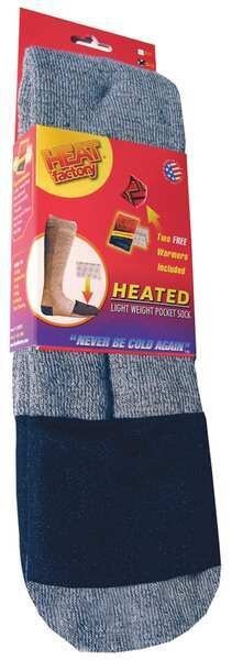Outdoor Socks, Mid-Calf, Mens, L, Gray, PR, Heat Factory, Mfr#: 1502