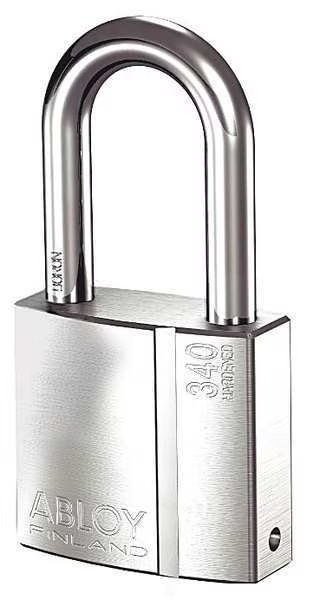 Padlock, Keyed Different, Long Shackle, Rectangular Brass Body, Boron Shackle, 1 3/32 in W, Abloy, Mfr#: PLI340/50B-KD