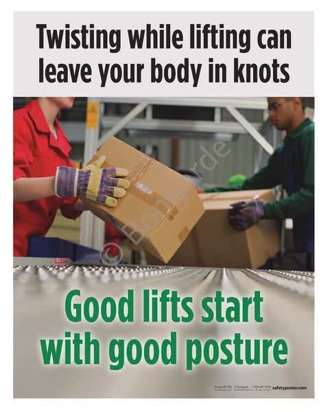 Safety Poster, Twisting While Lifting, ENG, Safetyposter.Com, Mfr#: P4782