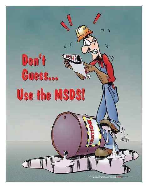 Safety Poster, Dont Guess Use The Msds, EN, Safetyposter.Com, Mfr#: P1311