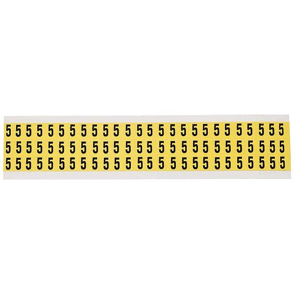 Number Label, 5, Blk On Yllw, 1/2inH, Brady, Mfr#: 3410-5