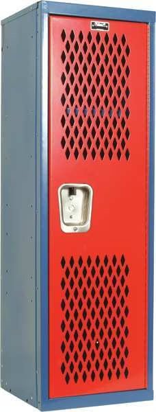 Wardrobe Locker, 15 in W, 15 in D, 48 in H, (1) Tier, (1) Wide, Red/Blue, Hallowell, Mfr#: HTL151548-1GR