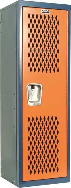 Wardrobe Locker, 15 in W, 15 in D, 48 in H, (1) Tier, (1) Wide, Orange/Navy Blue, Hallowell, Mfr#: HTL151548-1JH