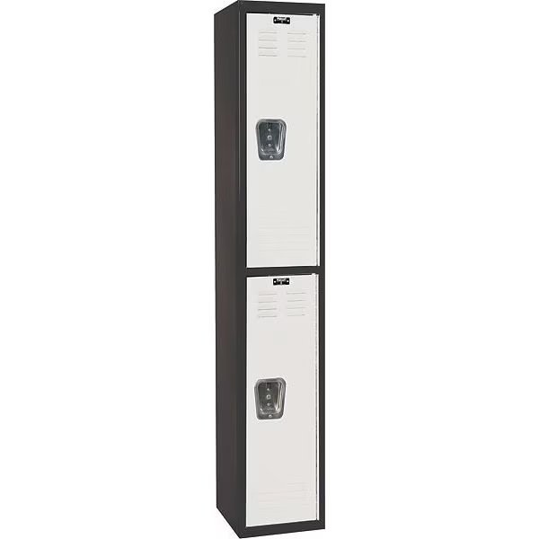 Wardrobe Locker, 12 in W, 18 in D, 72 in H, (1) Wide, (2) Openings, Light Gray/Black, Hallowell, Mfr#: U1282-2A-MP