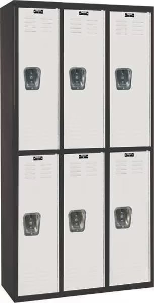 Wardrobe Locker, 36 in W, 18 in D, 72 in H, (2) Tier, (3) Wide, Light Gray/Black, Hallowell, Mfr#: U3282-2A-MP
