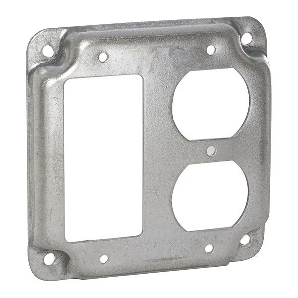 Electrical Box Cover, Square Box Type, 2 Gang(s), Square, Steel, Duplex Receptacle Cover, Bell Outdoor, Mfr#: 915C
