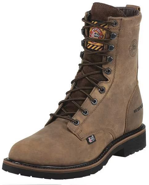 Size 10 Men's 8 in Work Boot Steel 8-Inch Work Boot, Brown, Justin Original Workboots, Mfr#: SE961