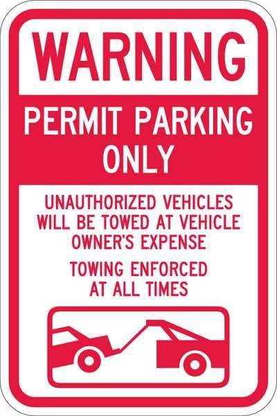 Permit Parking Sign, 18" x 12, T1-1064-EG_12x18, Lyle, Mfr#: T1-1064-EG_12x18