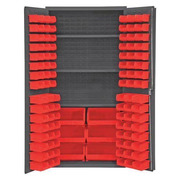 Heavy Duty Bin Cabinet, 36 in W, 72 in H, 24" D, 102 Bins, Durham Mfg, Mfr#: 2501-BDLP-102-3S-1795