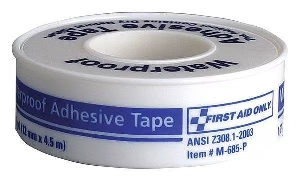 Waterproof Tape, Plastic, 5 yd., 1/2 in. W, First Aid Only, Mfr#: M685-P