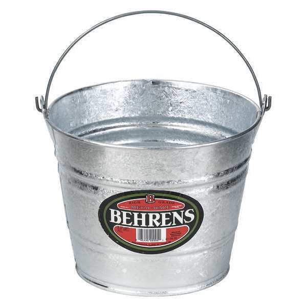 1 1/4 gal Round Bucket, 9 1/2 in Dia, Silver, Galvanized Steel, Behrens, Mfr#: 1205