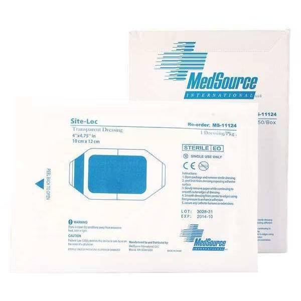 IV Dressing, Clear/White, 4 in, L, PK50, Medsource, Mfr#: MS-11124BX