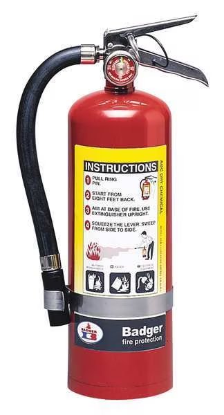 Fire Extinguisher, 3A:40B:C, Dry Chemical, 5 lb, Badger, Mfr#: B5M