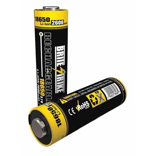 Rechargeable Battery, 18650, Lithium Ion, Brite-Strike, Mfr#: 18650 LI-ION 2400