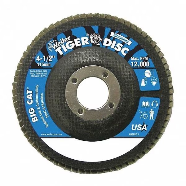 4-1/2" Big Cat Abrasive Flap Disc Flat Phenolic Bkng 40Z 7/8" Arbr Hl, Weiler, Mfr#: 50803V