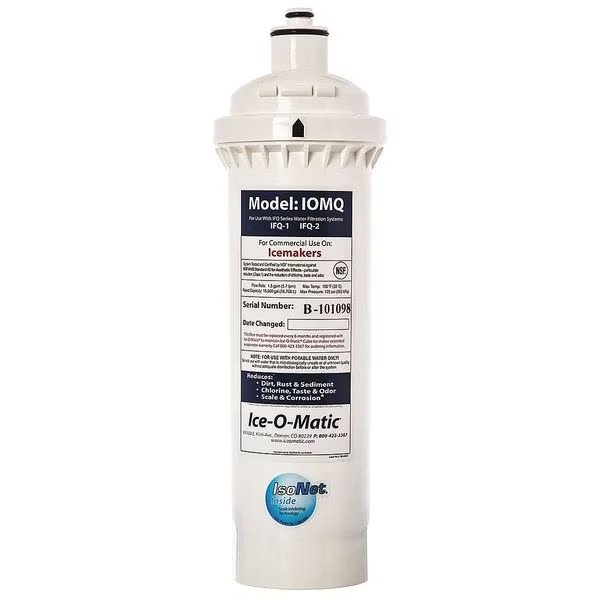 Quick Connect Filter, 1.5 gpm, 0.5 Micron, 4" O.D., 12 3/4 in H, Ice-O-Matic, Mfr#: IOMQ