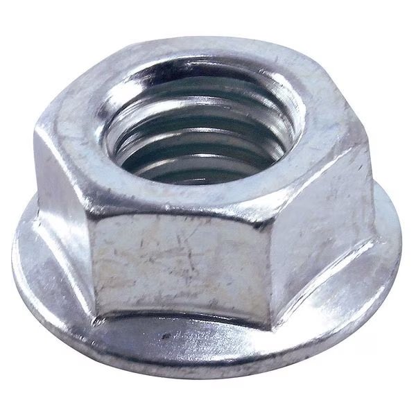 Flanged Serrated Hex Nut, Zinc, PK16, American Garage Door Supply, Mfr#: NUTFZ14