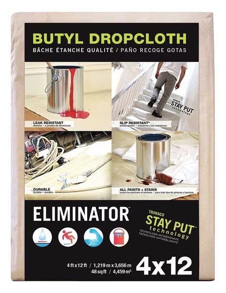 Eliminator™ Leakproof/SlipResistDropCloth, 4ftLx12ftW, Trimaco, Mfr#: 80327