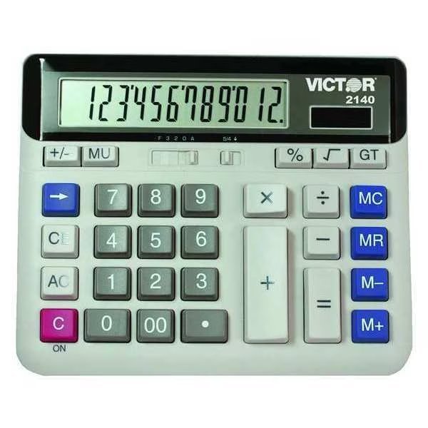 Desktop Calculator, Basic, 6in.Lx7-1/2in.W, Victor Technology, Mfr#: 2140