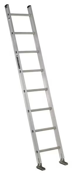 8 ft. Straight Ladder, Aluminum, 8 Steps, Natural Finish, 300 lb Load Capacity, Louisville, Mfr#: AE2108
