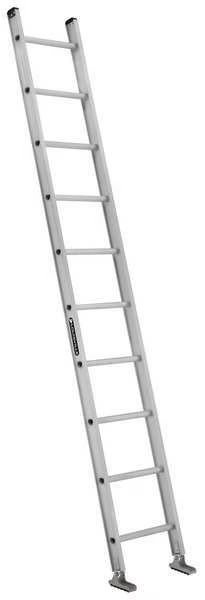 Straight Ladder, Aluminum, Natural Finish, 300 lb Load Capacity, Louisville, Mfr#: AE2110