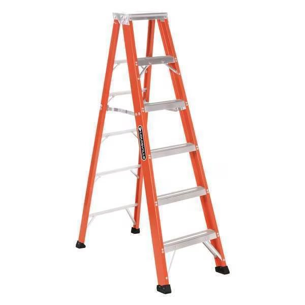 6 ft Fiberglass Stepladder, 375 lb Capacity, Louisville, Mfr#: FS1306HD