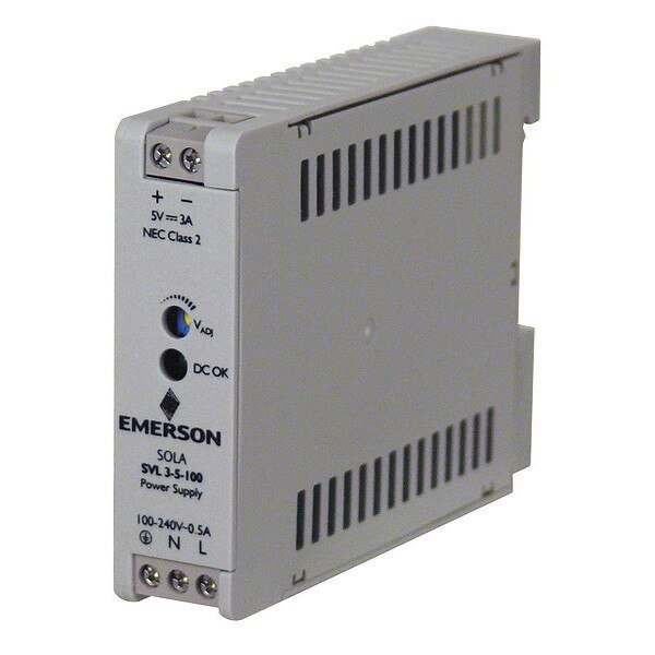 Din Rail Power Supply, 3 A, 15 W, Solahd, Mfr#: SVL35100