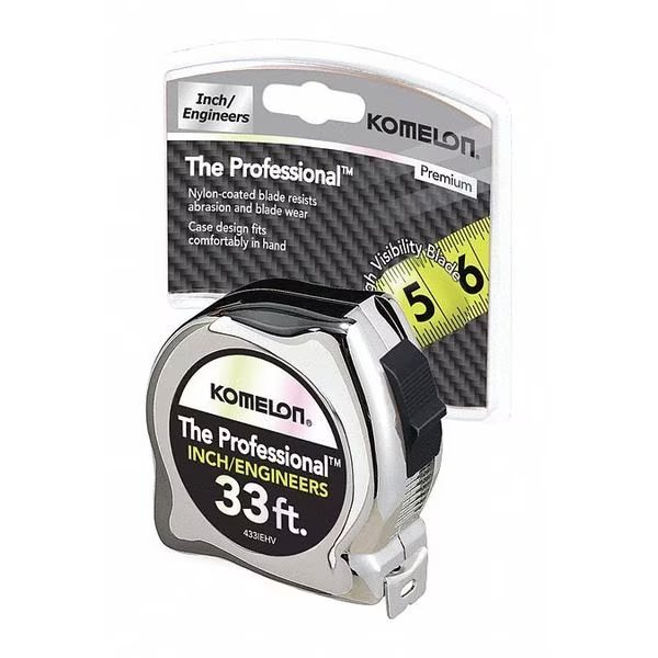 33 ft. Tape Measure, 1" Blade, Komelon, Mfr#: 433IEHV