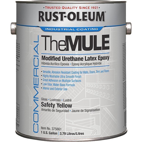 Epoxy Coating, Gloss, Water Base, Safety Yellow, Rust-Oleum, Mfr#: 375661