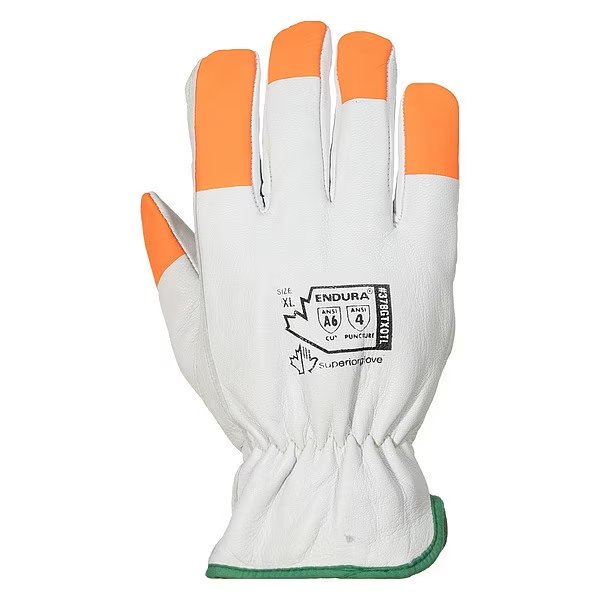 Leather Gloves, A6 Cut Level, White/White, S (7), Endura, Mfr#: 378GTXOTLS