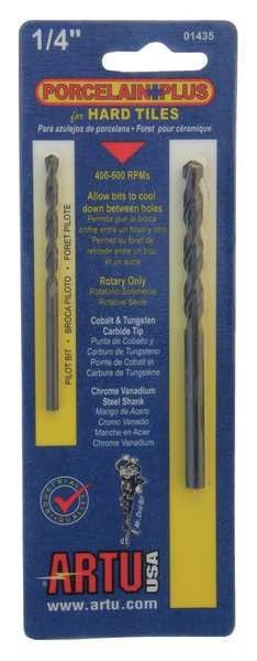 Porcelain Tile Drill Bit, 1/4 In, Artu, Mfr#: 01435