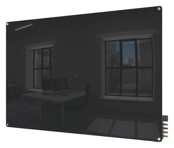 24"x36" Glass Dry Erase Board, Gloss, Black, Ghent, Mfr#: HMYRN23BK