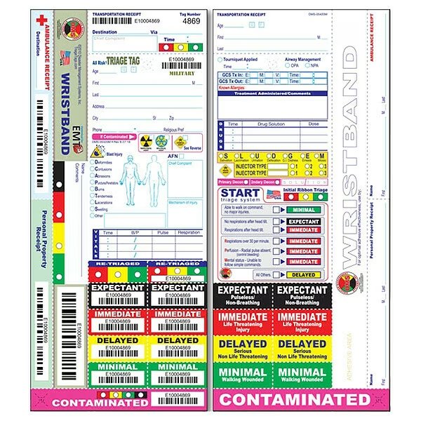 Wristband Military Triage Tag, PK50, Disaster Management Systems, Mfr#: DMS 05420M