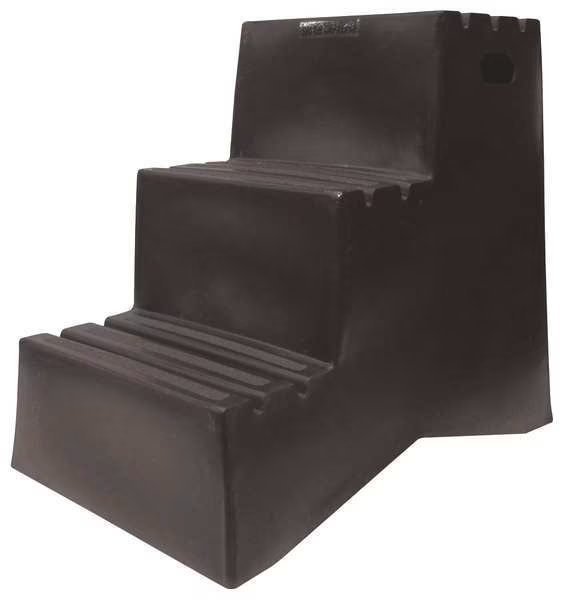 3 Steps, Plastic Step Stand, 500 lb. Load Capacity, Black, Dpi, Mfr#: ST327-01