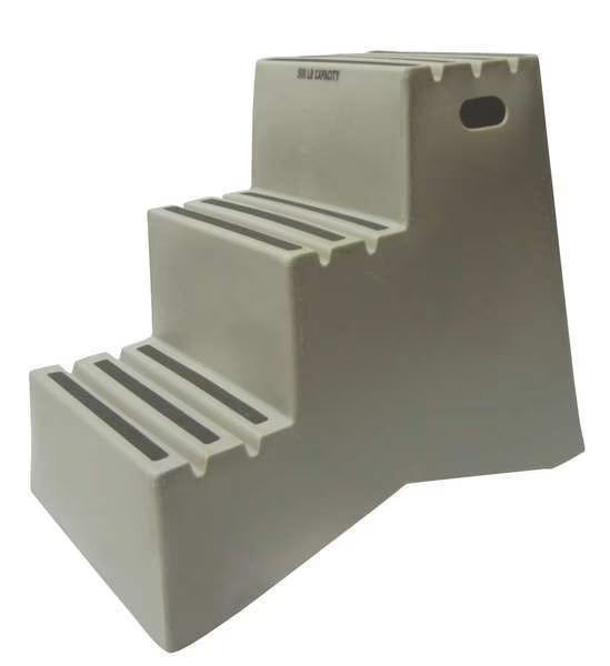 3 Steps, Plastic Step Stand, 500 lb. Load Capacity, Gray, Dpi, Mfr#: ST327-07