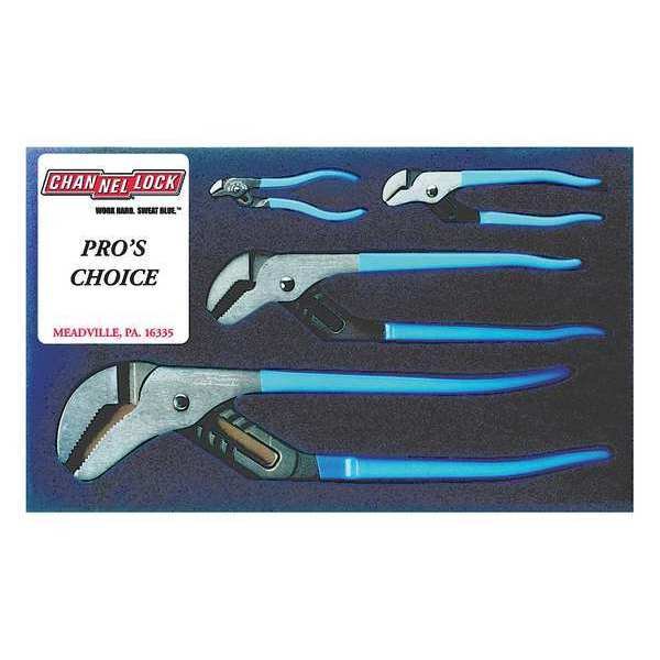 4 Piece Plastic Grip Tongue and Groove Plier Set Dipped Handle, Channellock, Mfr#: PC-1