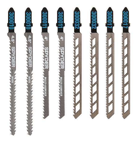 Jigsaw Blade Set, T-Shank, 4 to 4-1/2in. L, Spyder, Mfr#: 300037